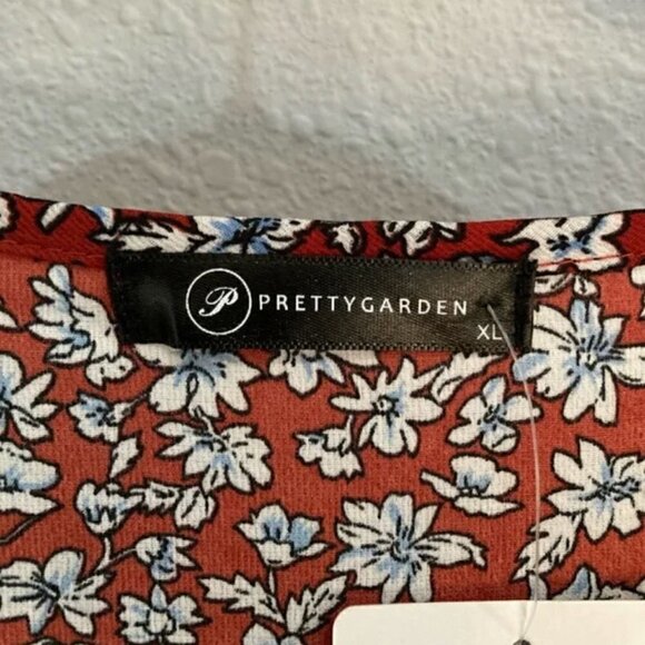 PrettyGarden Wrap Dress XL NWT Maxi Boho Cottagecore Floral Shabby Chic Wrap - Picture 5 of 9